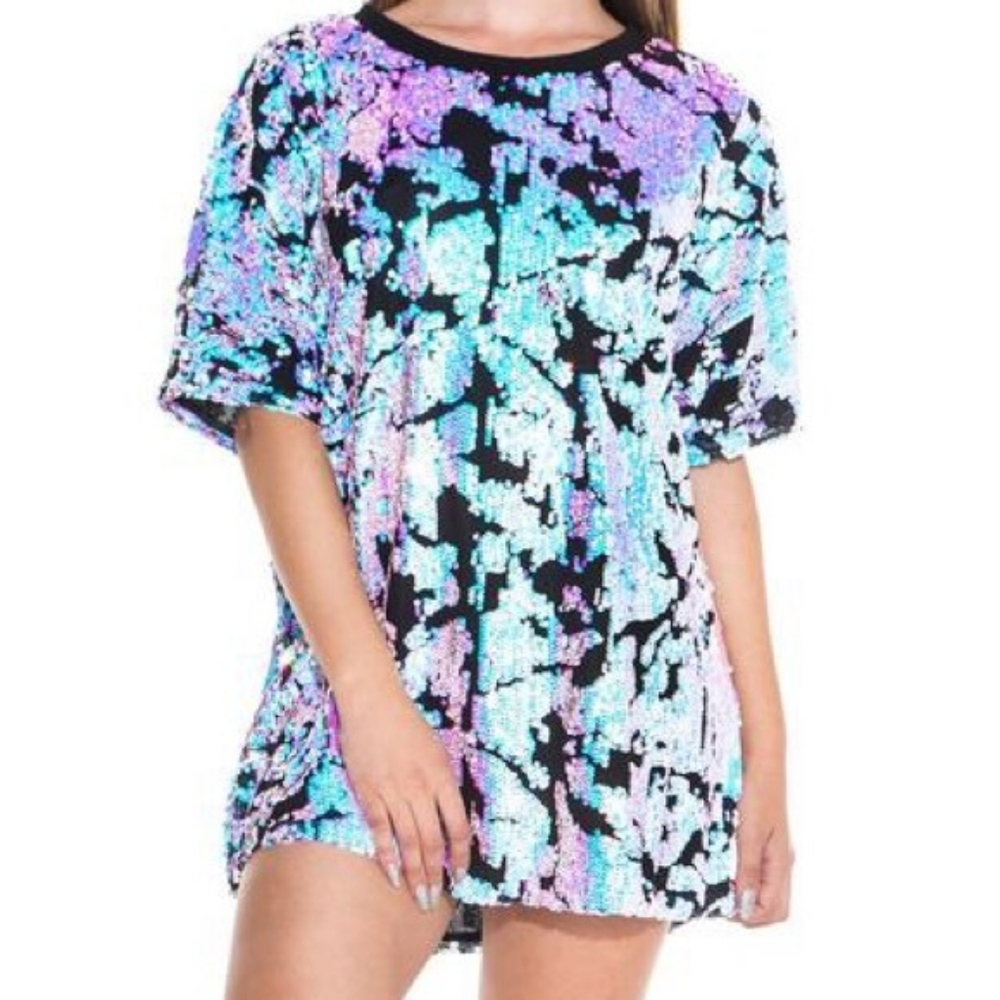 Enchanted Sky Sequin Oversized Rave Tee